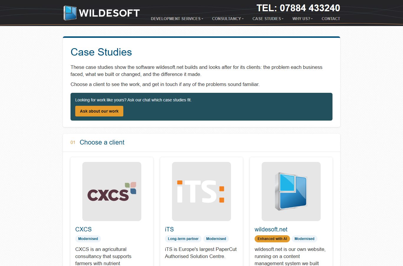 After: The case studies section
